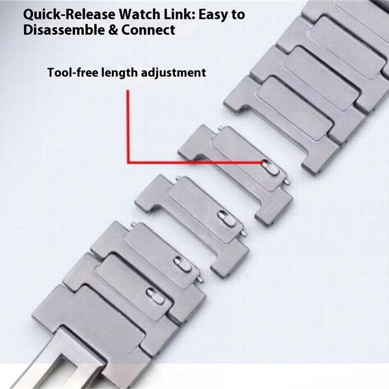 For Huawei Watch 5 42mm Titanium Alloy Watch Band Quick Release One-bead Wrist Strap - Black - Silver