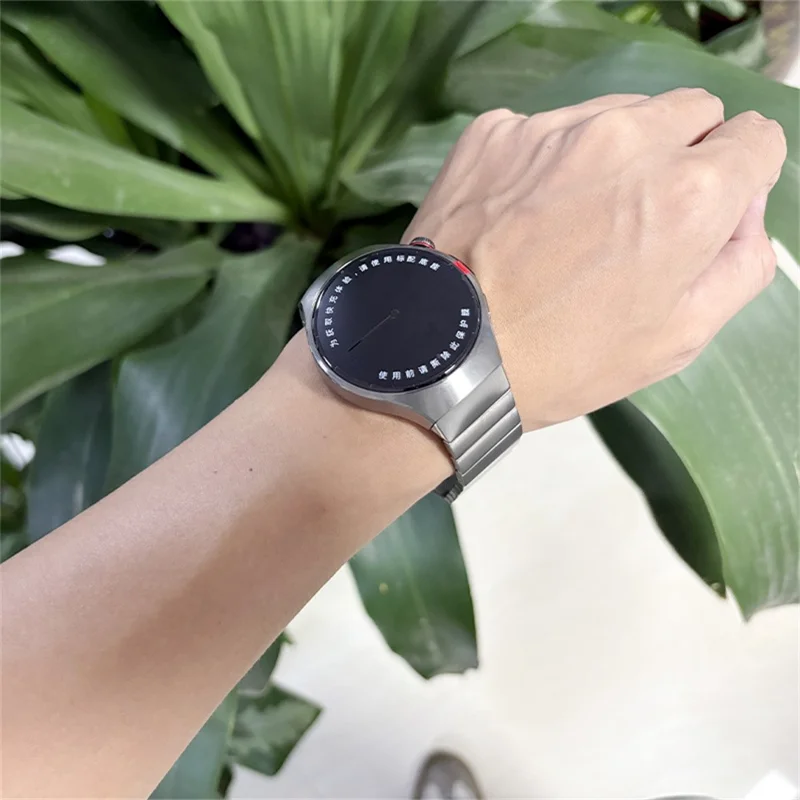 For Huawei Watch 5 46mm Titanium Alloy Watch Band Detachable Curved One-bead Clasp Strap