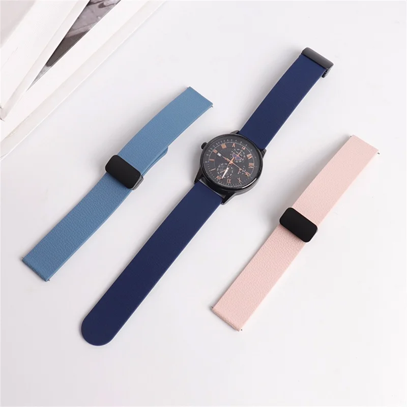 Banda de silicona magnética de 20 mm para Samsung Galaxy Watch7 44 mm / 40 mm / Watch6 Classic 47 mm / 43 mm, textura de litchi, hebilla plegable, correa de muñeca - Verde