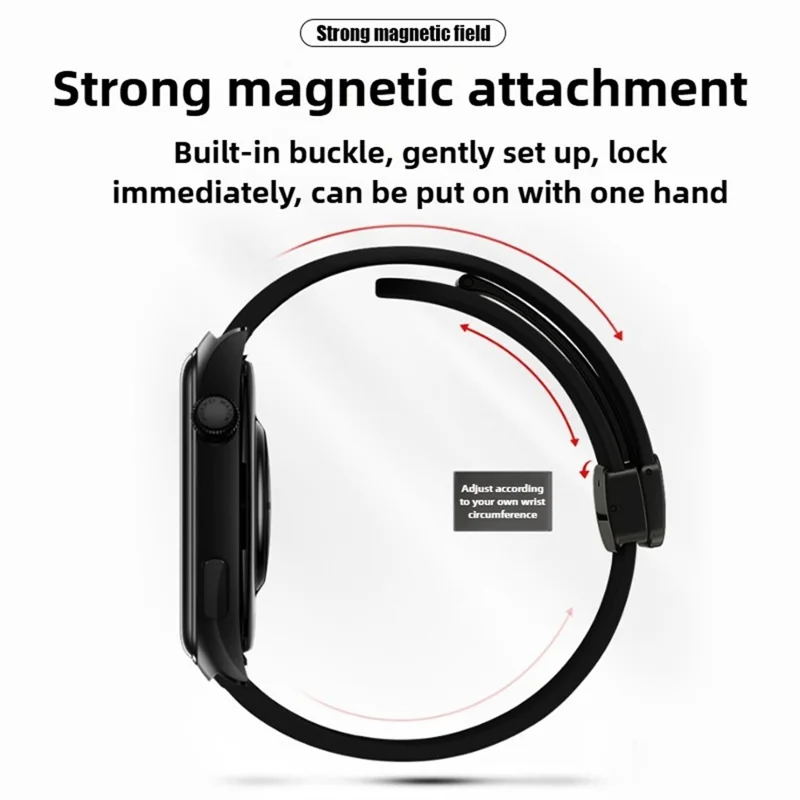 22mm Magnetisches Silikonband für Huawei Watch GT 5 46mm / GT 5 Pro 46mm / Samsung Galaxy Watch3 45mm Litchi-Textur-Uhrenarmband - Grün