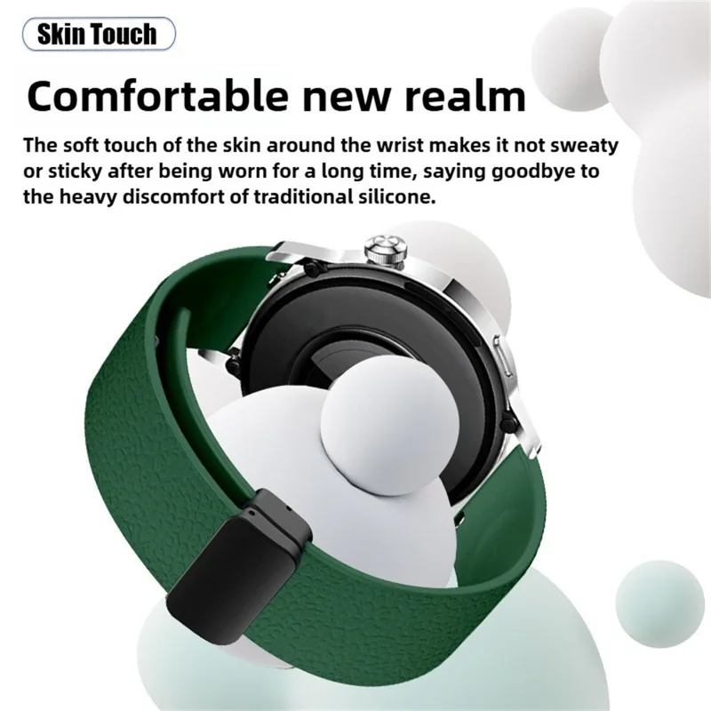 22mm Magnetisches Silikonband für Huawei Watch GT 5 46mm / GT 5 Pro 46mm / Samsung Galaxy Watch3 45mm Litchi-Textur-Uhrenarmband - Grün