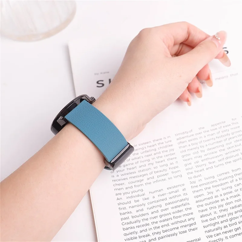 22mm Magnetisches Silikonband für Huawei Watch GT 5 46mm / GT 5 Pro 46mm / Samsung Galaxy Watch3 45mm Litchi-Textur-Uhrenarmband - Grün