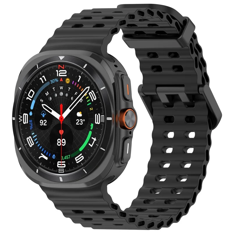 Für Samsung Galaxy Watch Ultra (2025) 47mm Silikonband mit Doppelstiftverschluss und Uhrengehäuse - Schwarz