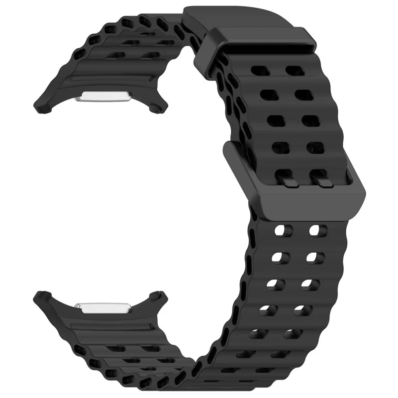 Für Samsung Galaxy Watch Ultra (2025) 47mm Silikonband mit Doppelstiftverschluss und Uhrengehäuse - Schwarz