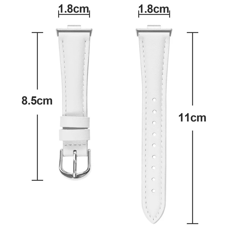 For Samsung Galaxy Fit3 Watch Band Silver Buckle Slim Leather Strap - White