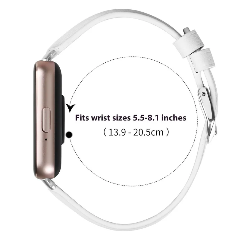 For Samsung Galaxy Fit3 Watch Band Silver Buckle Slim Leather Strap - White