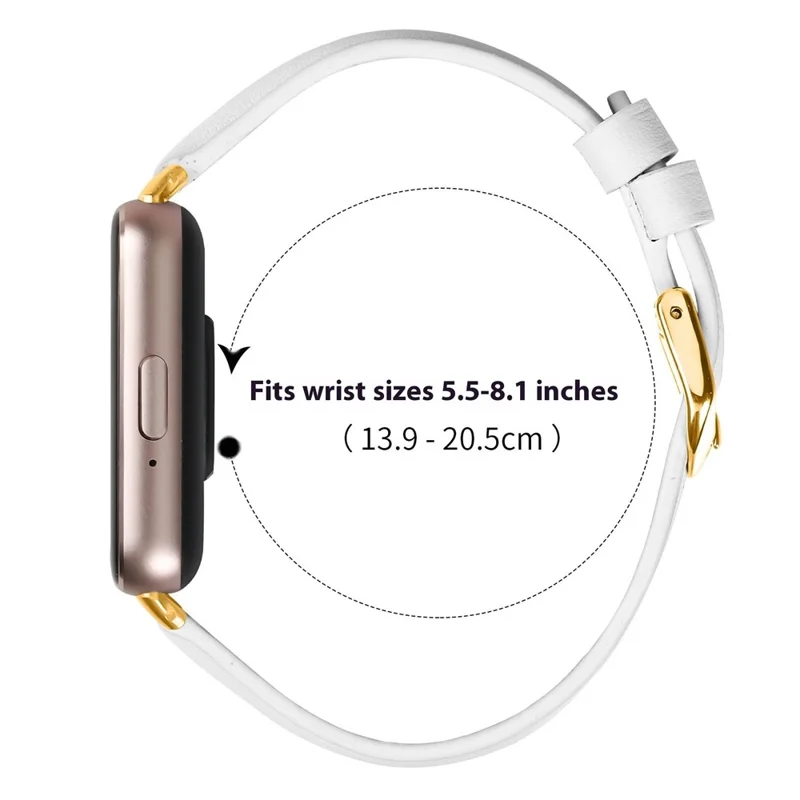Bracelet de montre Samsung Galaxy Fit3 - Boucle dorée, Sangle en cuir fine - Blanc