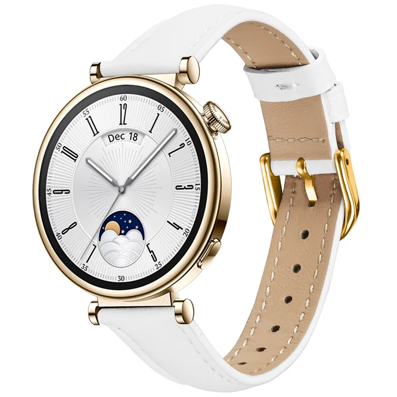 Cinturino in pelle sottile con fibbia dorata per Huawei Watch GT 4 41mm - Bianco