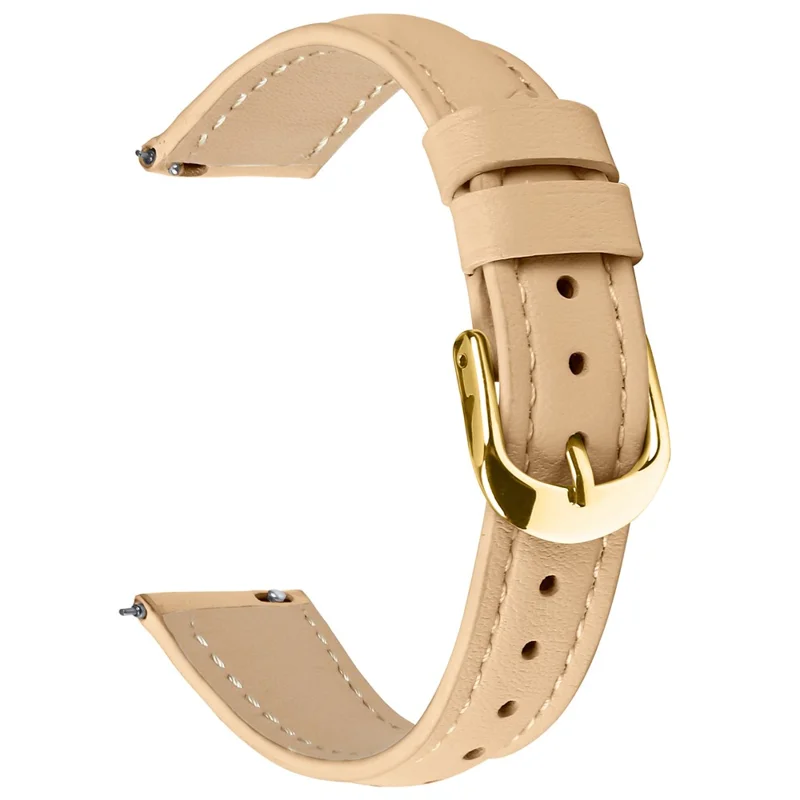For Huawei Watch GT 4 41mm Watch Band Gold Buckle Slim Leather Strap - Camel