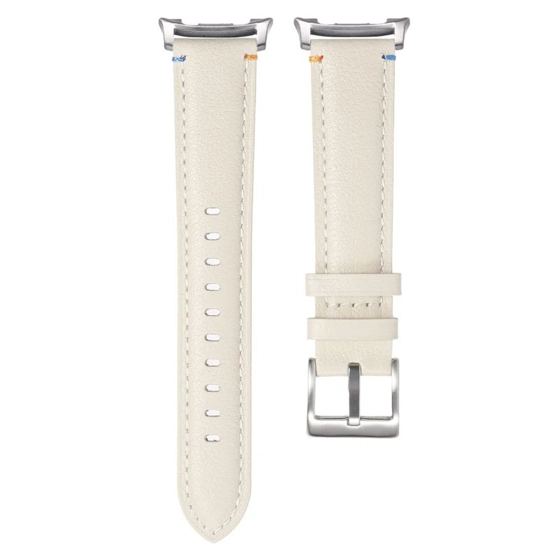 Watch Band For Samsung Galaxy Watch8 44mm  /  40mm  /  Watch8 Classic 46mm Stitched Pointed Tail Genuine Cow Leather Strap - White