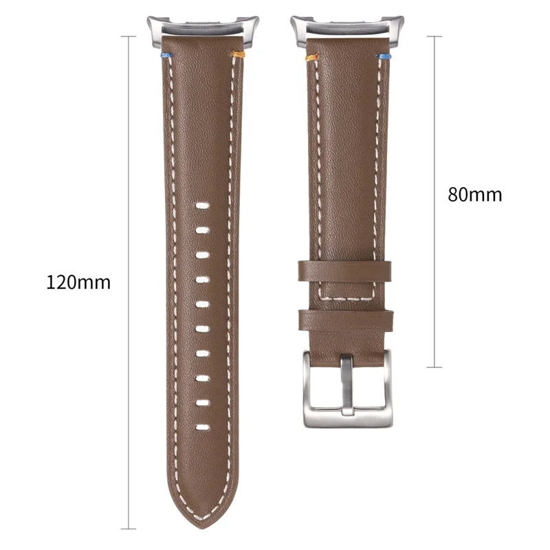 Watch Band For Samsung Galaxy Watch8 44mm  /  40mm  /  Watch8 Classic 46mm Stitched Pointed Tail Genuine Cow Leather Strap - White
