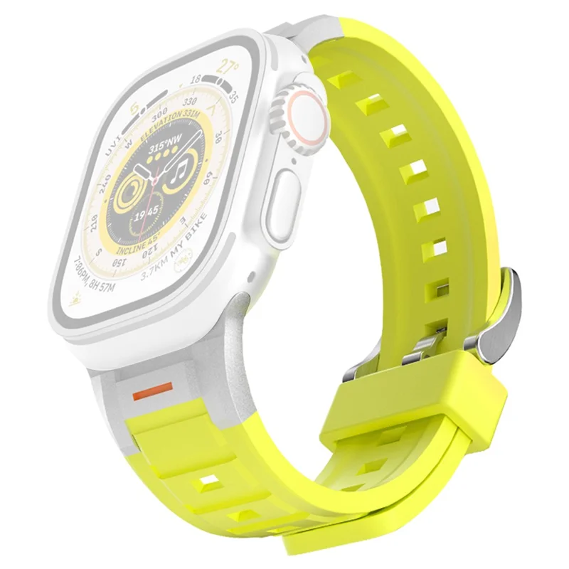 Pulseira de Silicone para Apple Watch Série 10 9 8 7 SE 6 5 4 3 2 1 42mm 41mm 40mm 38mm Liberação Rápida Pulseira de Substituição - Verde Fluorescente