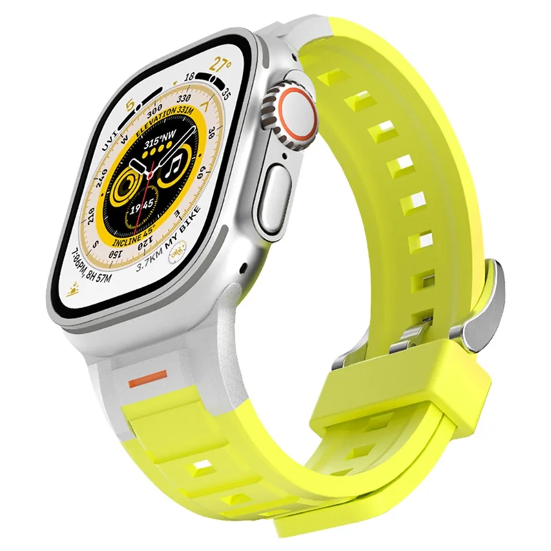 Pulseira de Silicone para Apple Watch Série 10 9 8 7 SE 6 5 4 3 2 1 42mm 41mm 40mm 38mm Liberação Rápida Pulseira de Substituição - Verde Fluorescente