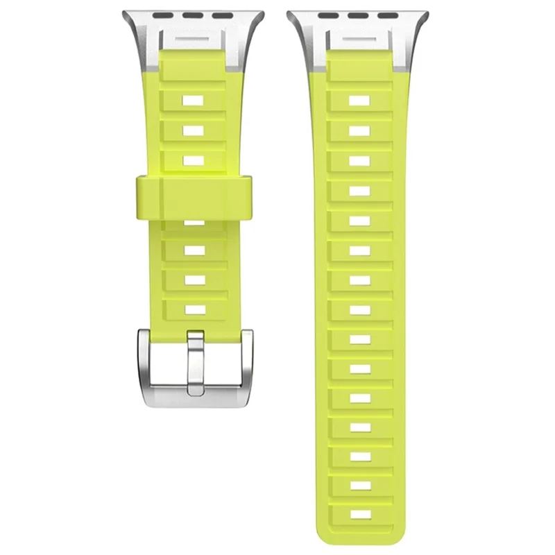 Pulseira de Silicone para Apple Watch Série 10 9 8 7 SE 6 5 4 3 2 1 42mm 41mm 40mm 38mm Liberação Rápida Pulseira de Substituição - Verde Fluorescente