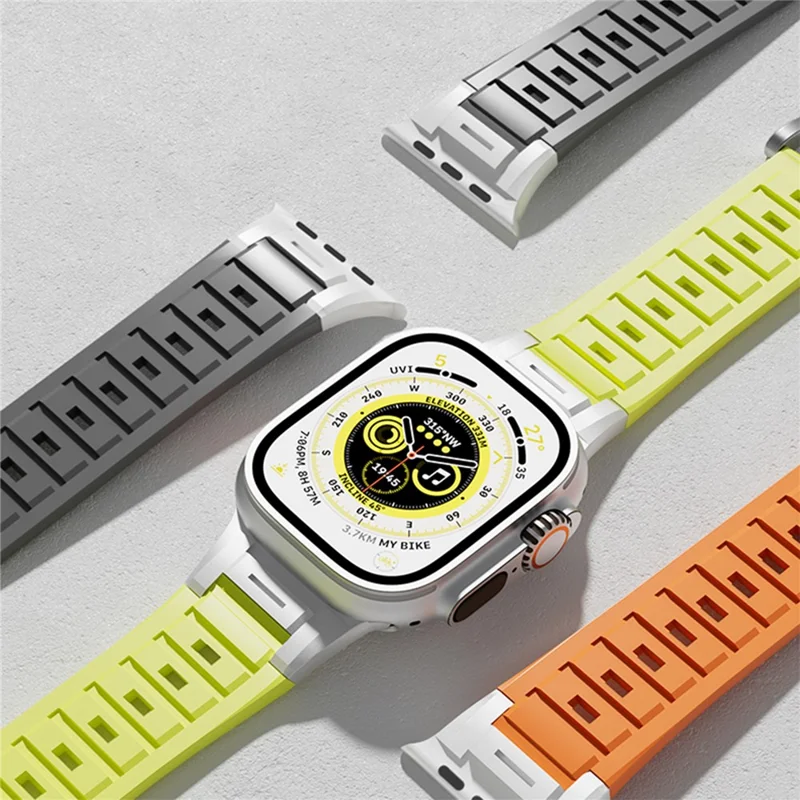 Pulseira de Silicone para Apple Watch Série 10 9 8 7 SE 6 5 4 3 2 1 42mm 41mm 40mm 38mm Liberação Rápida Pulseira de Substituição - Verde Fluorescente