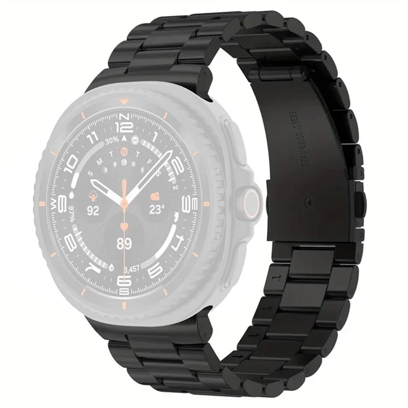 Сменный ремешок для Samsung Galaxy Watch8 44 мм / 40 мм / 8 Classic 46 мм Металлический ремешок для часов 3-бусинный дизайн с застежкой-бабочкой - черный