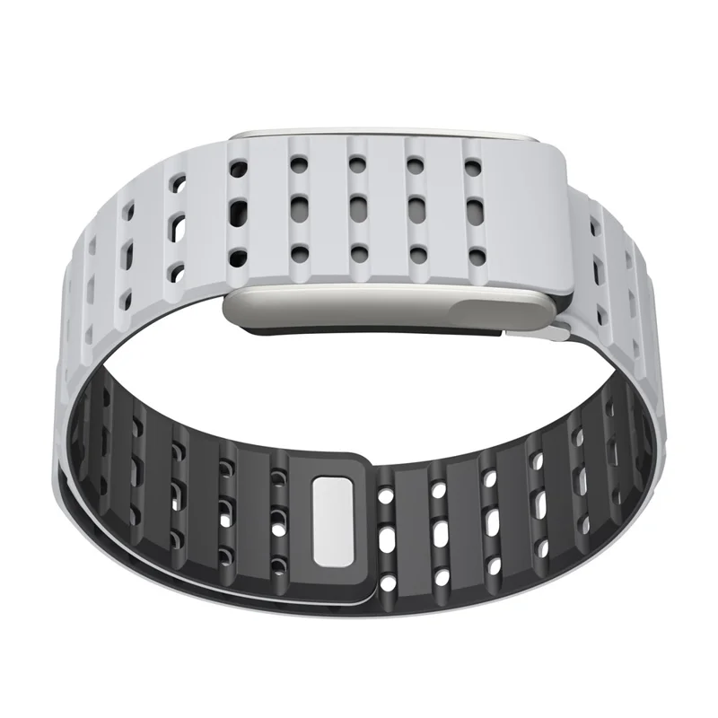 For WHOOP 5.0 LIFE MG Watch Band Magnetic Breathable Silicone Zinc Alloy Strap - Light Grey / Black