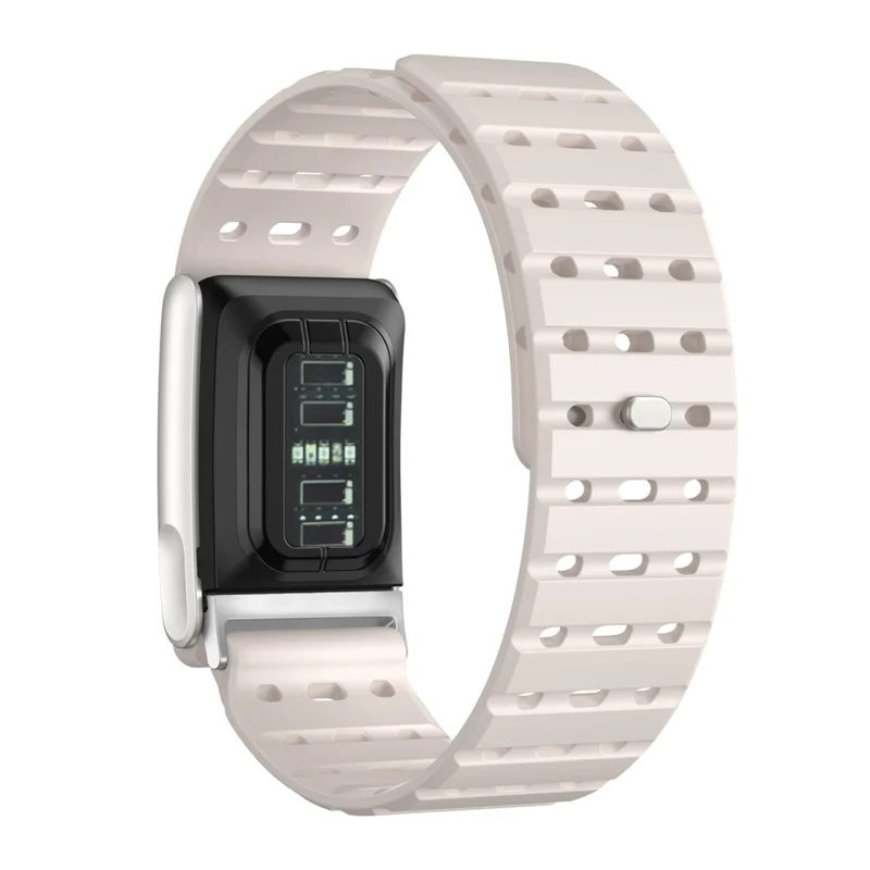 For WHOOP 5.0 LIFE MG Watch Band Magnetic Breathable Silicone Zinc Alloy Strap - Starlight