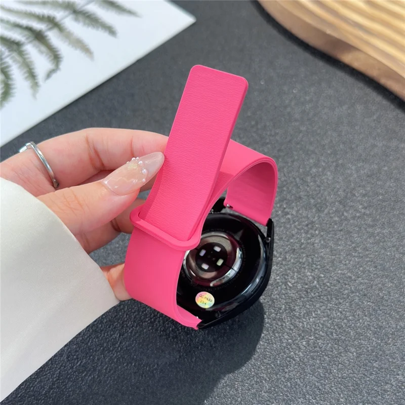 Pulseira de Silicone Magnética Macia com Textura de Madeira para Samsung Galaxy Watch7 44mm / 40mm - Laranja Rosa