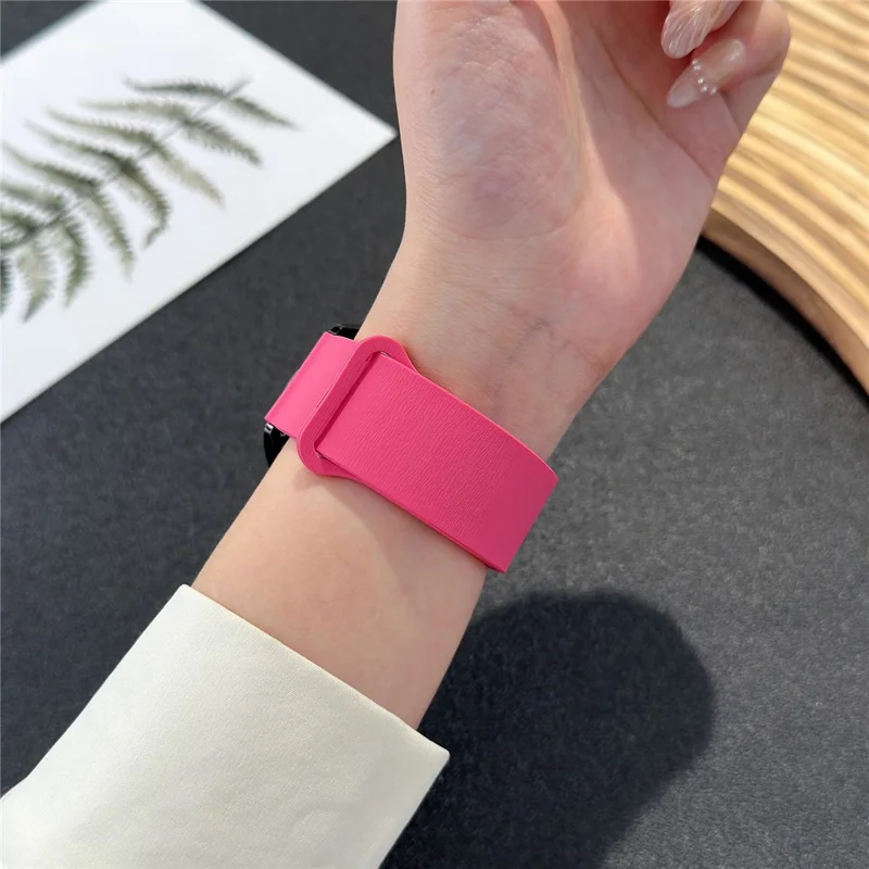 Pulseira de Silicone Magnética Macia com Textura de Madeira para Samsung Galaxy Watch7 44mm / 40mm - Laranja Rosa