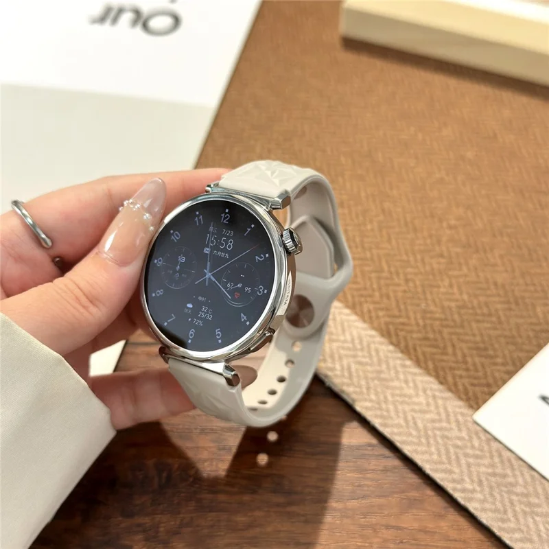 For Huawei Watch GT 5 41mm Watch Band 18mm Ice Crystal Silicone Strap - White