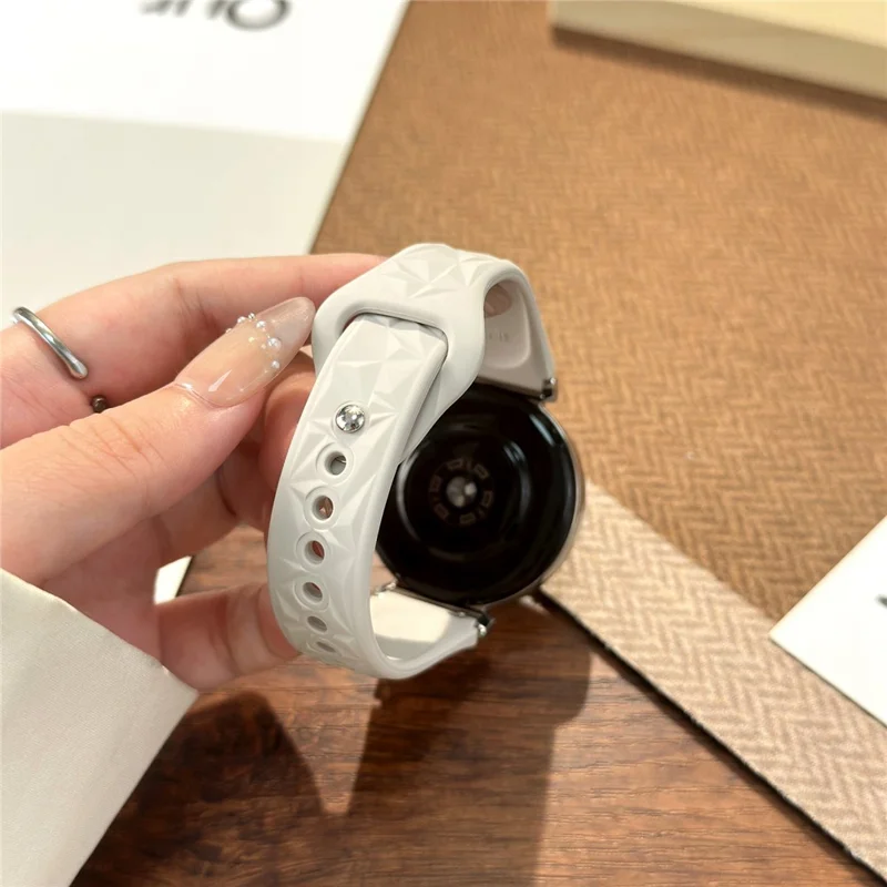 For Huawei Watch GT 5 41mm Watch Band 18mm Ice Crystal Silicone Strap - White