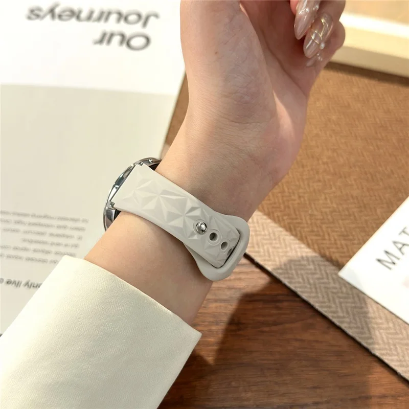 For Huawei Watch GT 5 41mm Watch Band 18mm Ice Crystal Silicone Strap - White