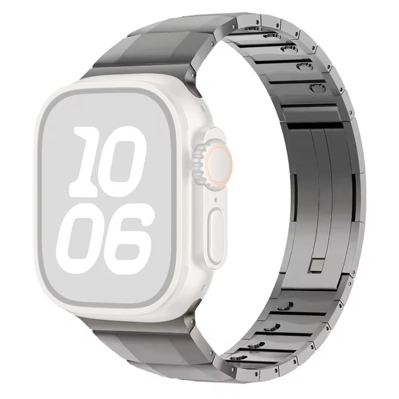 Stainless Steel Watch Band For Apple Watch Series 10 9 8 7 SE 6 5 4 3 2 1 42mm 41mm 40mm 38mm Side Release Single Bead Strap - Titanium