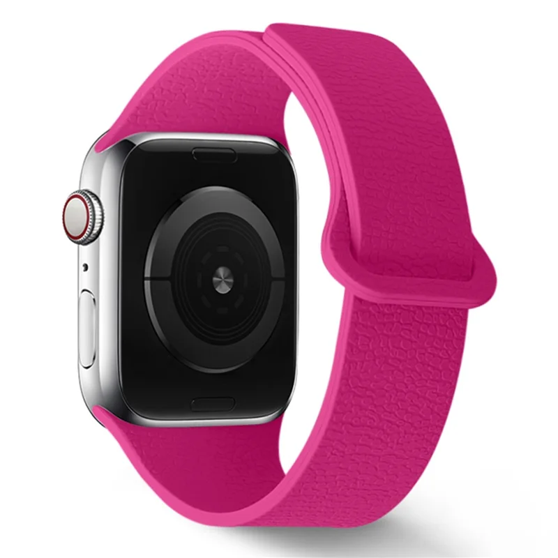 Watch Band For Apple Watch Ultra 3 2 1 49mm / Series 11 10 46mm / 9 8 7 45mm / SE3 SE2 SE 6 5 4 44mm / 3 2 1 42mm Litchi Texture Magnetic Silicone Strap - Rose