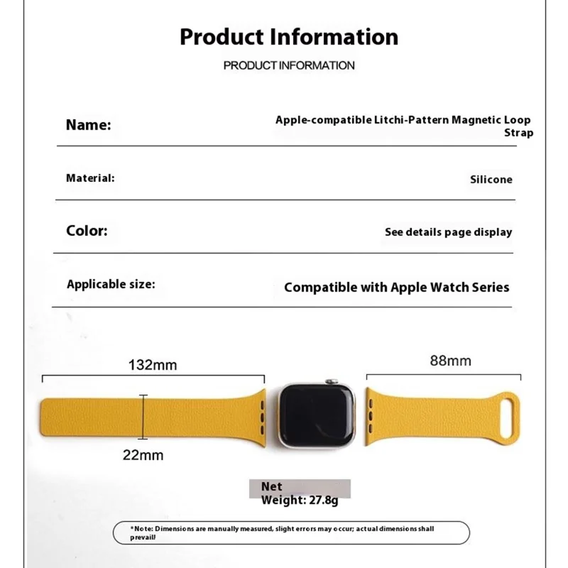 Armband für Apple Watch Series 10 Ultra 9 8 7 SE 6 5 4 3 2 1 46mm 49mm 45mm 44mm 42mm Litschi-Textur Magnetisches Silikonarmband - Blau