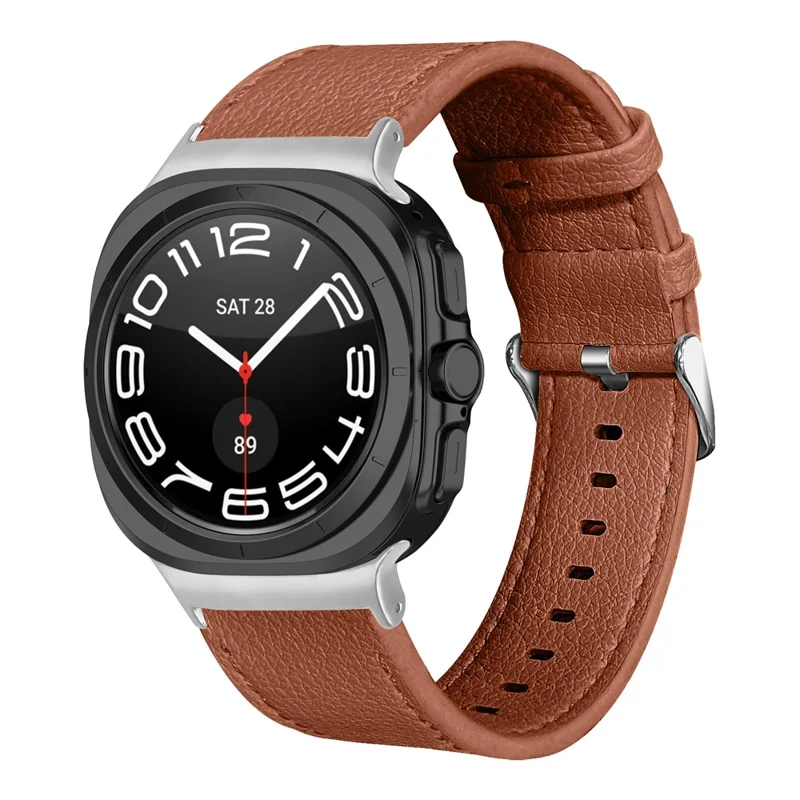 Genuine Cow Leather Strap for Samsung Galaxy Watch Ultra (2025) 47mm Smart Watch Band - Coffee
