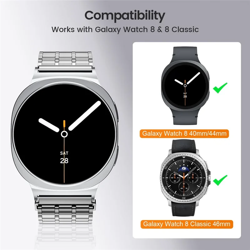 Magnetic Strap for Samsung Galaxy Watch8 44mm / 40mm / Classic 46mm Stainless Steel Watch Band, Silver