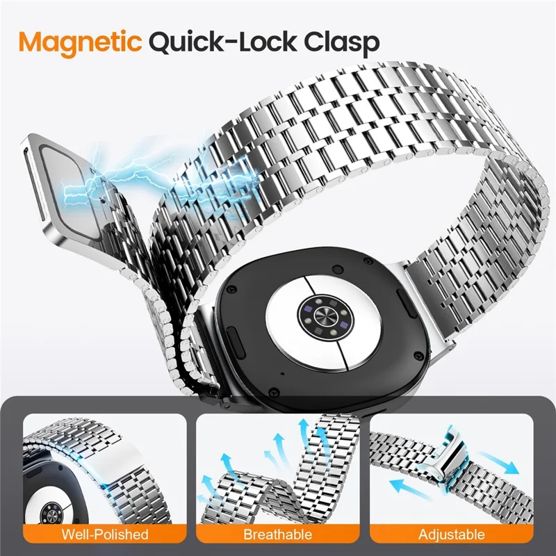 Magnetic Strap for Samsung Galaxy Watch8 44mm / 40mm / Classic 46mm Stainless Steel Watch Band, Silver