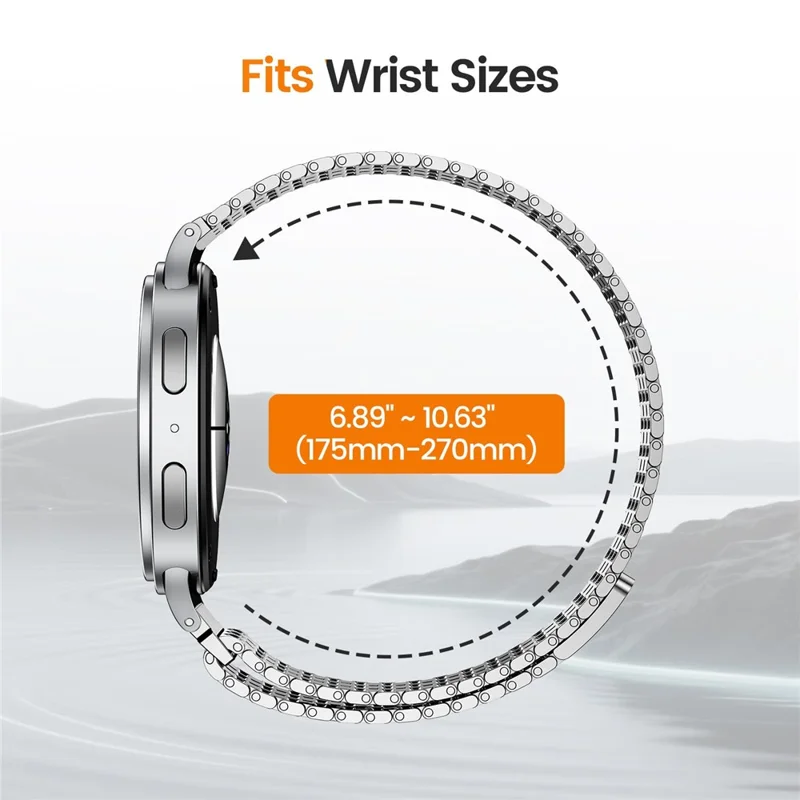 Magnetic Strap for Samsung Galaxy Watch8 44mm / 40mm / Classic 46mm Stainless Steel Watch Band, Silver