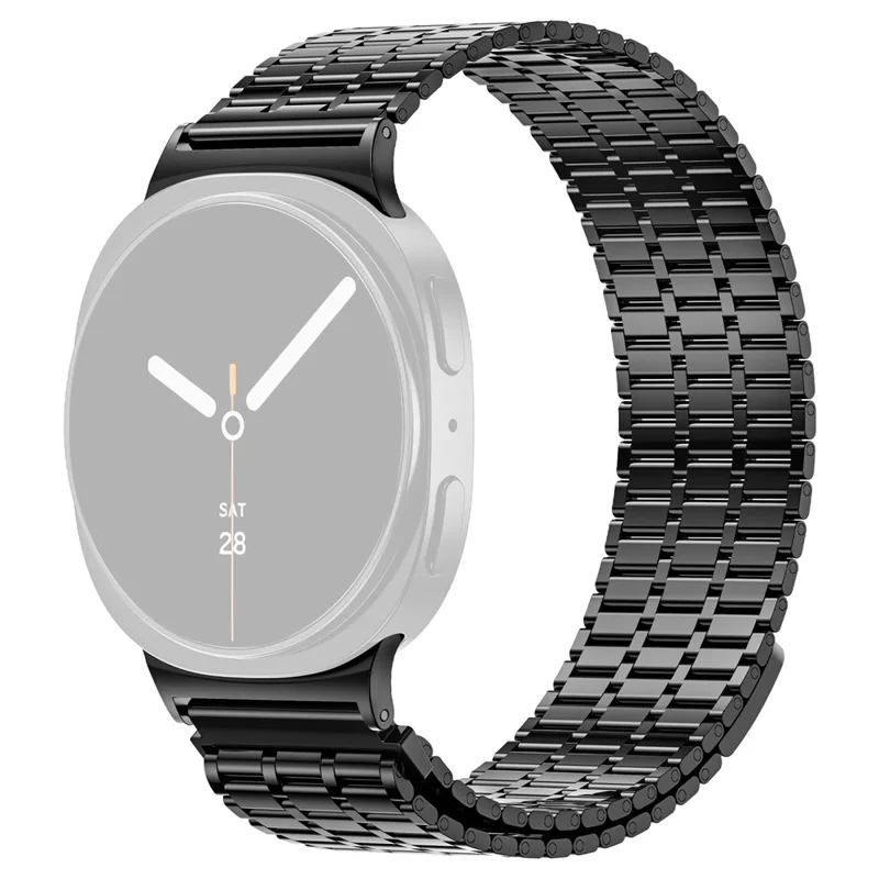 Magnetic Strap for Samsung Galaxy Watch8 44mm  /  40mm  /  Classic 46mm Stainless Steel 7 Beads Watch Band, Black