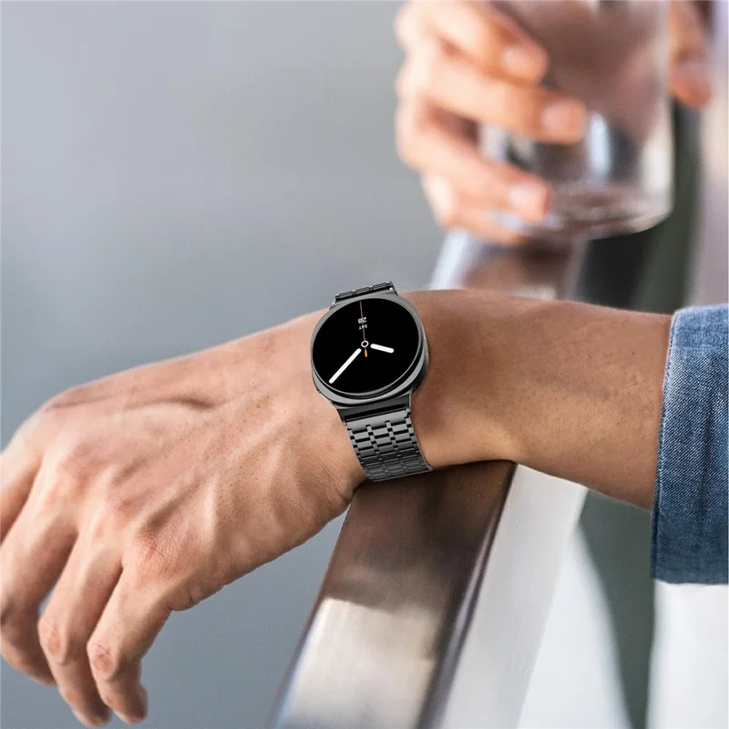 Magnetic Strap for Samsung Galaxy Watch8 44mm  /  40mm  /  Classic 46mm Stainless Steel 7 Beads Watch Band, Black