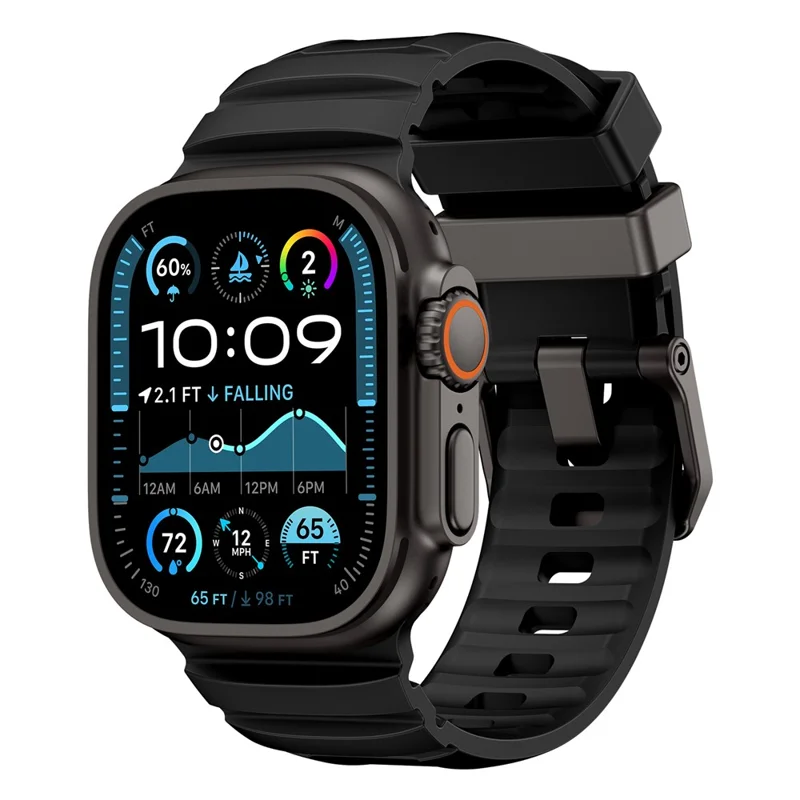 Watch Band For Apple Watch Ultra 3 2 1 49mm / Series 11 10 46mm / 9 8 7 45mm / SE3 SE2 SE 6 5 4 44mm / 3 2 1 42mm Quick Release Buckle Silicone Strap - Black