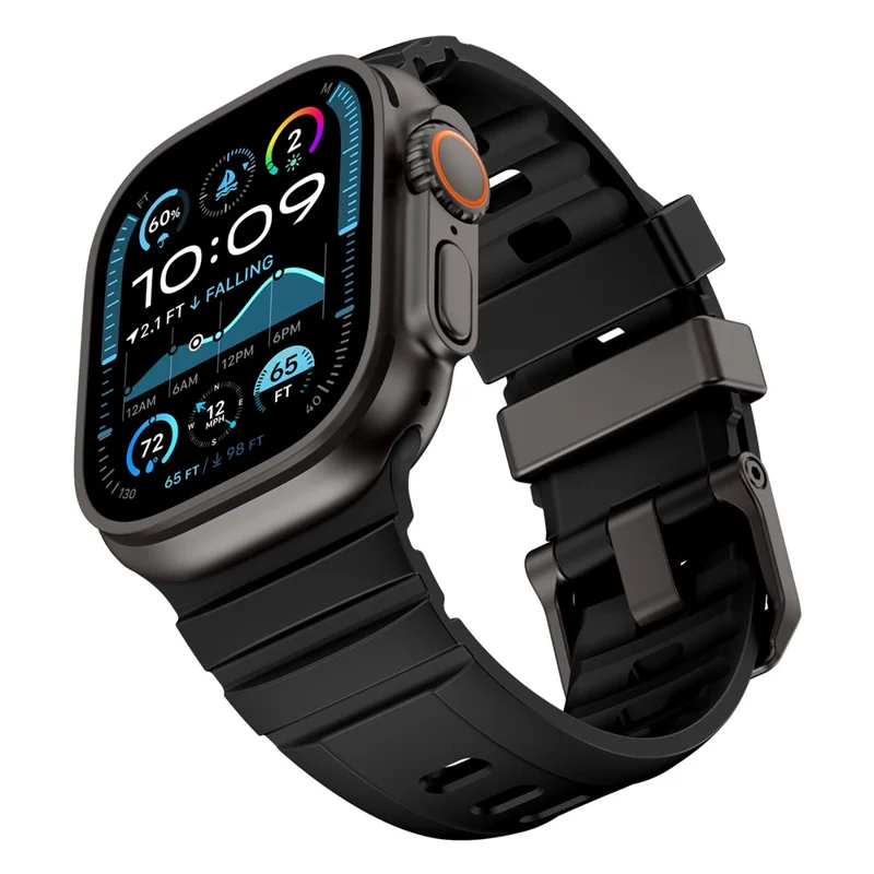 Watch Band For Apple Watch Ultra 3 2 1 49mm / Series 11 10 46mm / 9 8 7 45mm / SE3 SE2 SE 6 5 4 44mm / 3 2 1 42mm Quick Release Buckle Silicone Strap - Black