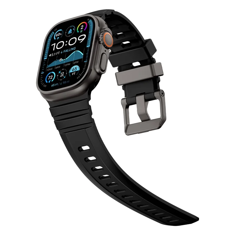Watch Band For Apple Watch Ultra 3 2 1 49mm / Series 11 10 46mm / 9 8 7 45mm / SE3 SE2 SE 6 5 4 44mm / 3 2 1 42mm Quick Release Buckle Silicone Strap - Black