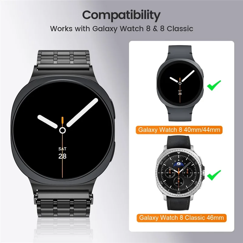 Magnetic Strap for Samsung Galaxy Watch Ultra 47mm  /  Ultra (2025) 47mm Stainless Steel 7 Beads Watch Strap, Black