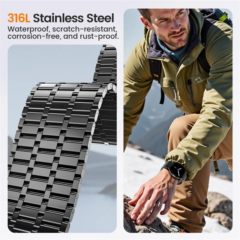 Magnetic Strap for Samsung Galaxy Watch Ultra 47mm  /  Ultra (2025) 47mm Stainless Steel 7 Beads Watch Strap, Black