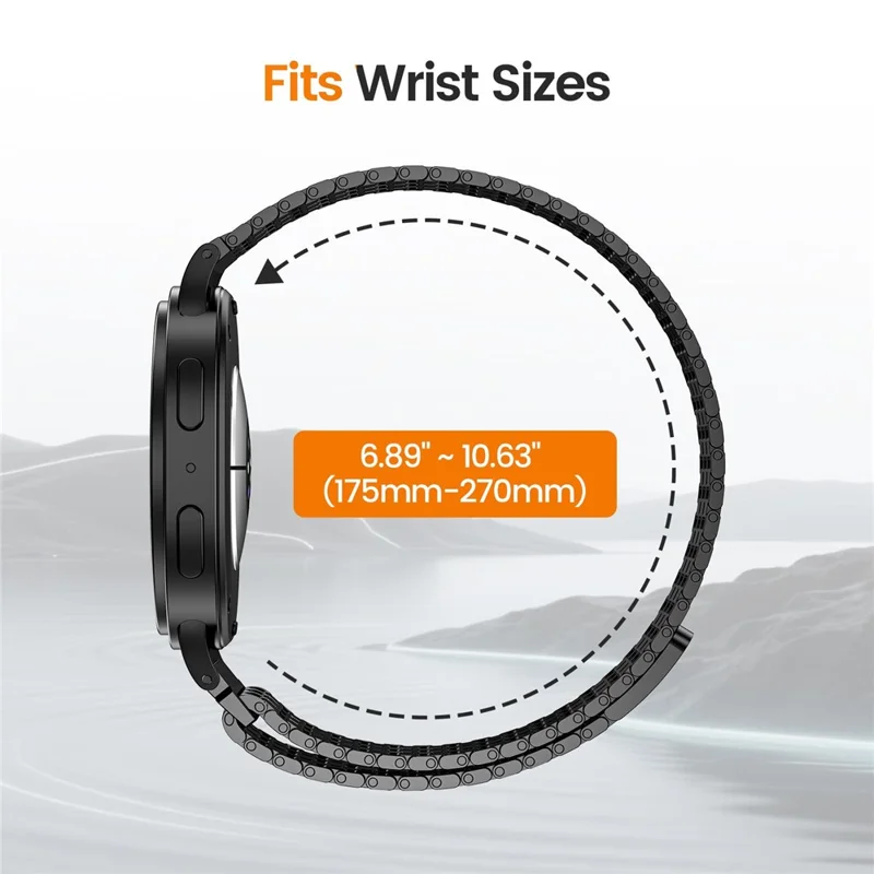 Magnetic Strap for Samsung Galaxy Watch Ultra 47mm  /  Ultra (2025) 47mm Stainless Steel 7 Beads Watch Strap, Black