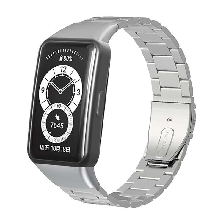 Premium Edelstahl 3 Perlen Genaue Schneidprozess Austausch Armband Armbanduhr Band Für Huawei Honor 6 / Huawei Band 6. - Silber-