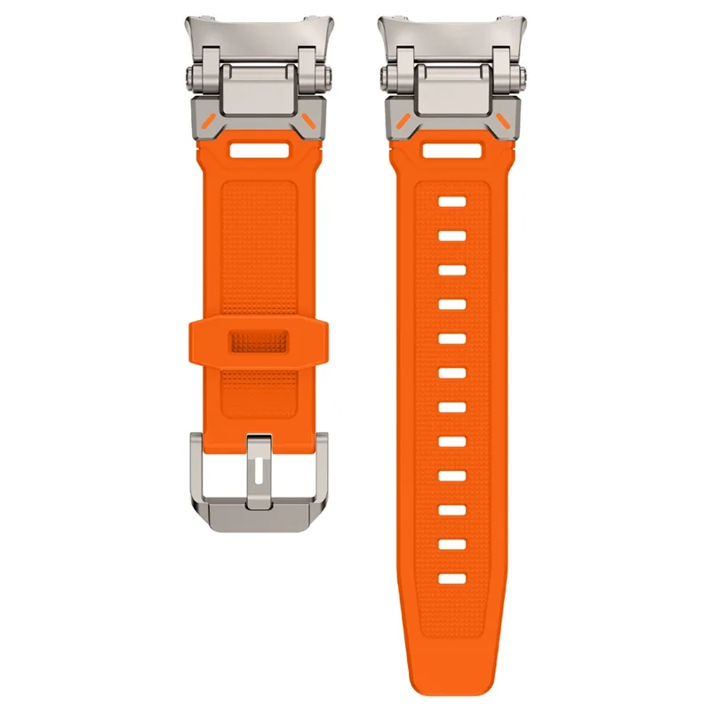 Silicone Watch Band for Samsung Galaxy Watch9 40mm / 44mm / Watch8 44mm / 40mm / Watch8 Classic 46mm Adjustable Strap with Titanium Color Metal Connector - Orange