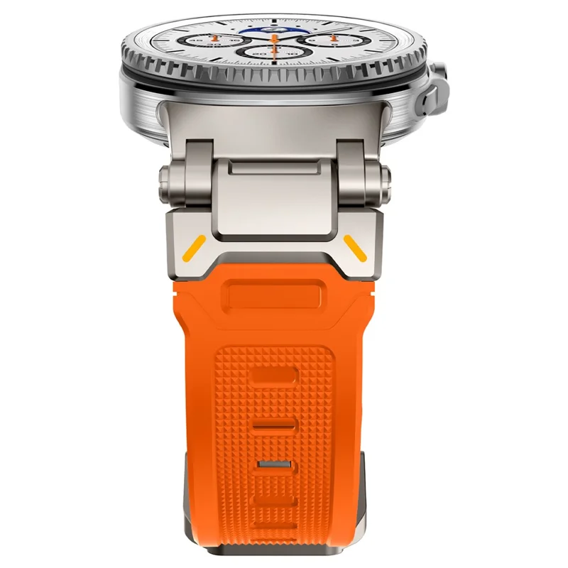 Silicone Watch Band for Samsung Galaxy Watch9 40mm / 44mm / Watch8 44mm / 40mm / Watch8 Classic 46mm Adjustable Strap with Titanium Color Metal Connector - Orange