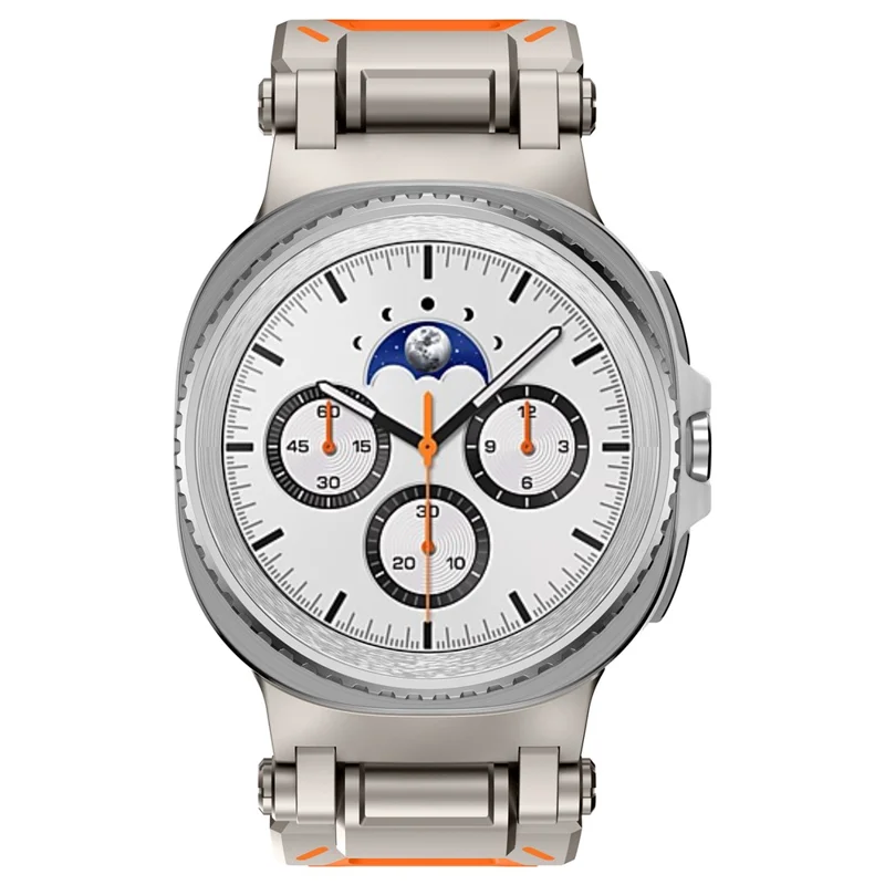 Silicone Watch Band for Samsung Galaxy Watch9 40mm / 44mm / Watch8 44mm / 40mm / Watch8 Classic 46mm Adjustable Strap with Titanium Color Metal Connector - Orange