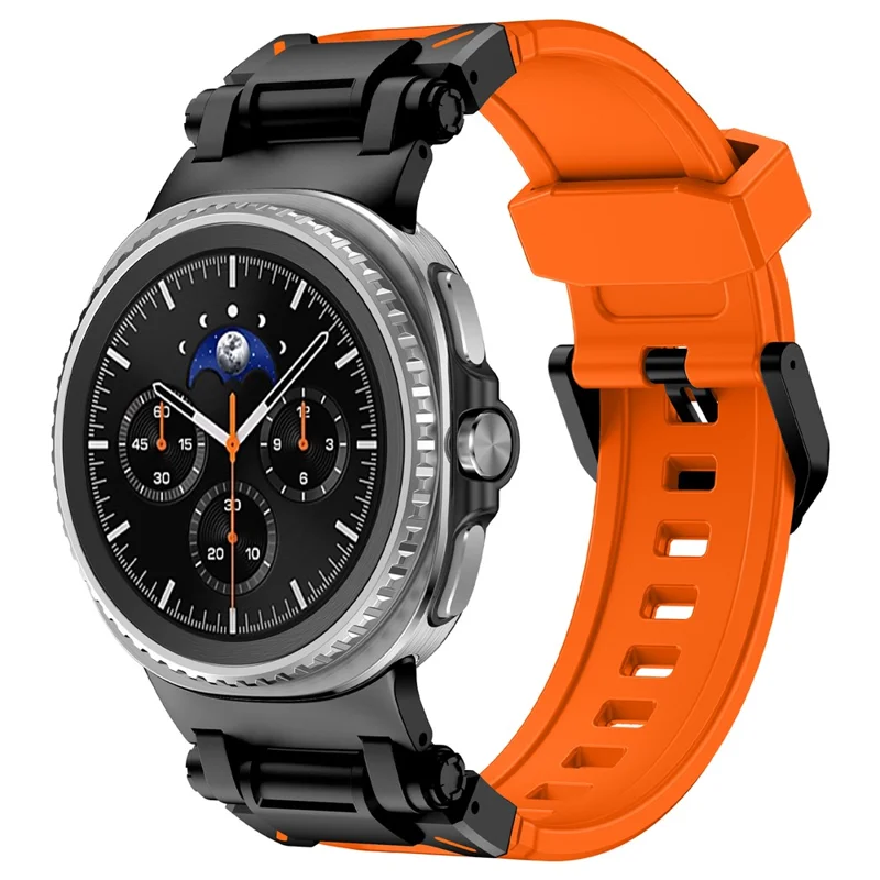 Silicone Watch Band for Samsung Galaxy Watch9 40mm / 44mm / Watch8 44mm / 40mm / Watch8 Classic 46mm Adjustable Strap with Black Metal Connector - Orange