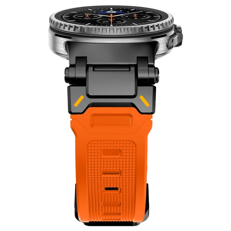 Silicone Watch Band for Samsung Galaxy Watch9 40mm / 44mm / Watch8 44mm / 40mm / Watch8 Classic 46mm Adjustable Strap with Black Metal Connector - Orange