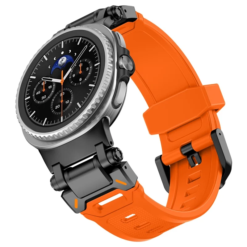 Silicone Watch Band for Samsung Galaxy Watch9 40mm / 44mm / Watch8 44mm / 40mm / Watch8 Classic 46mm Adjustable Strap with Black Metal Connector - Orange