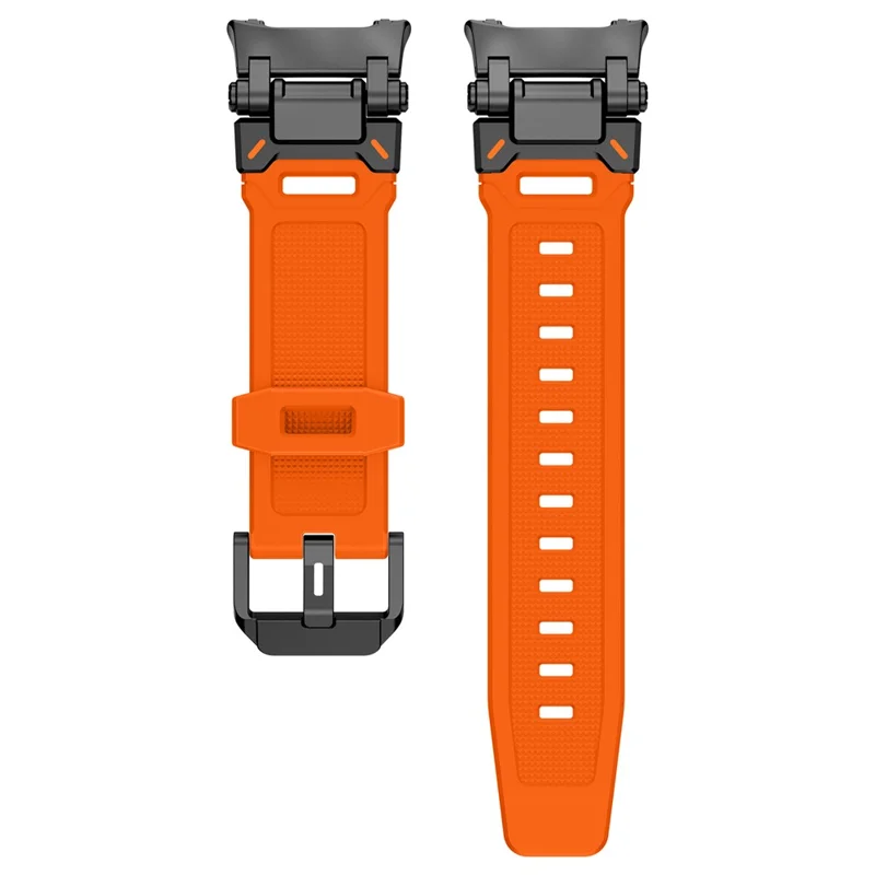Silicone Watch Band for Samsung Galaxy Watch9 40mm / 44mm / Watch8 44mm / 40mm / Watch8 Classic 46mm Adjustable Strap with Black Metal Connector - Orange